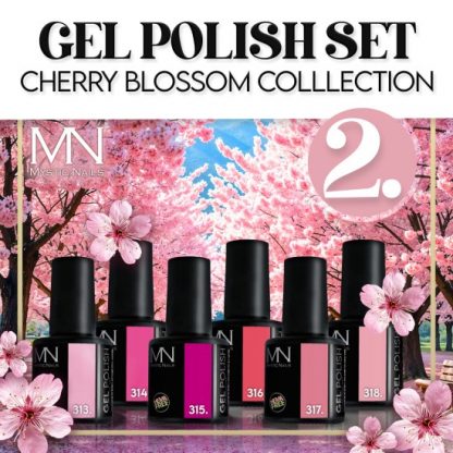 Set de Gel Polish 02 – Colección Flor de Cerezo (HEMA-free) – 6 uds x 6 ml